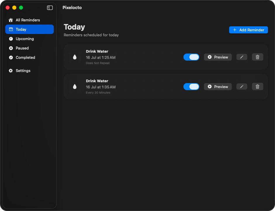 Pixelocto settings